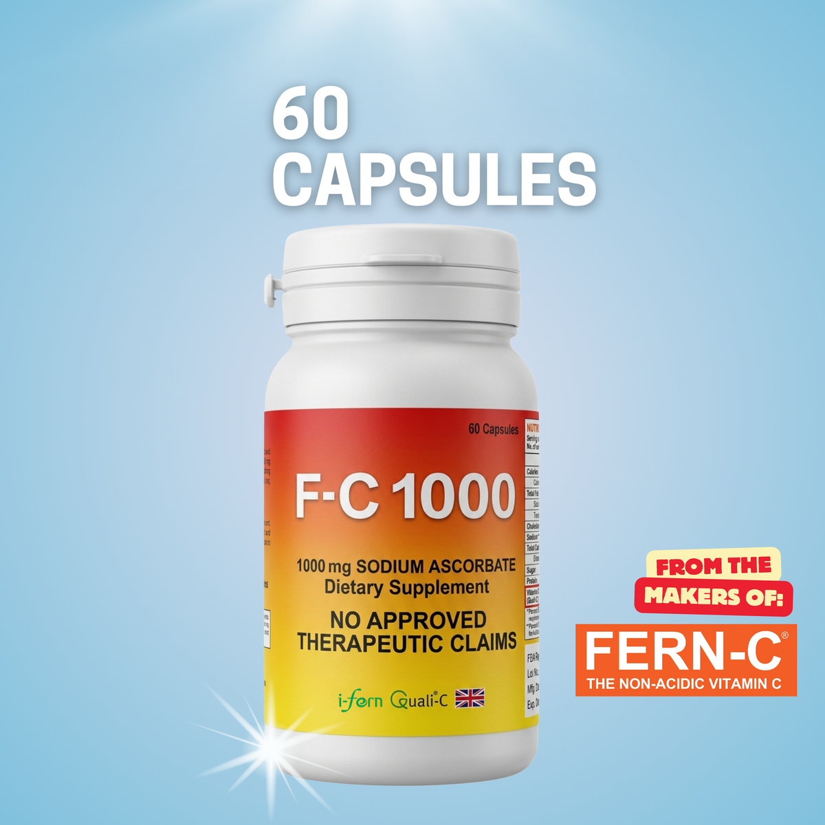 F-C 1000 | Premium Sodium Ascorbate Vitamin C (1000 mg) — 60 Non-Acidic Capsules